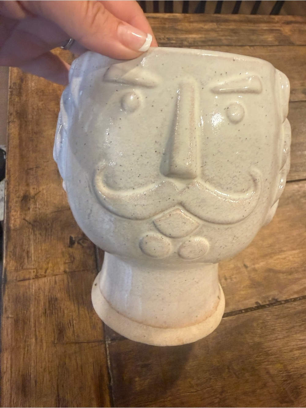 Ceramic Decorative Head planter - White/beige
